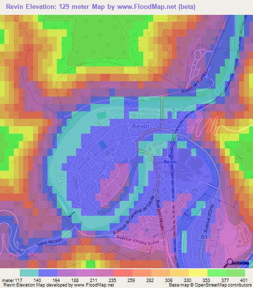 Revin,France Elevation Map