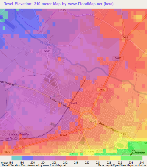 Revel,France Elevation Map