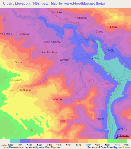 Ulusirt,Turkey Elevation Map