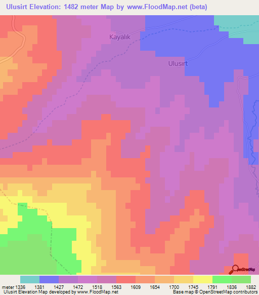 Ulusirt,Turkey Elevation Map