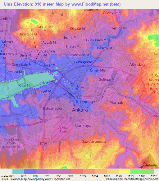 Ulus,Turkey Elevation Map