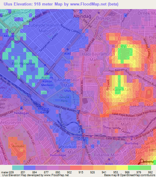 Ulus,Turkey Elevation Map