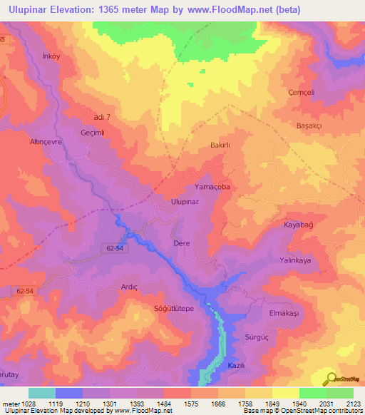 Ulupinar,Turkey Elevation Map