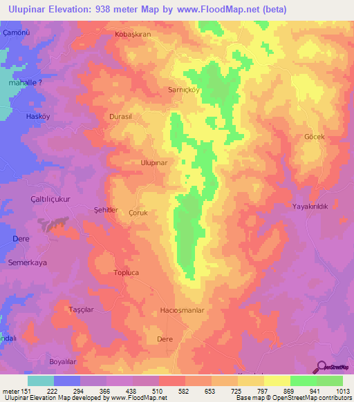 Ulupinar,Turkey Elevation Map