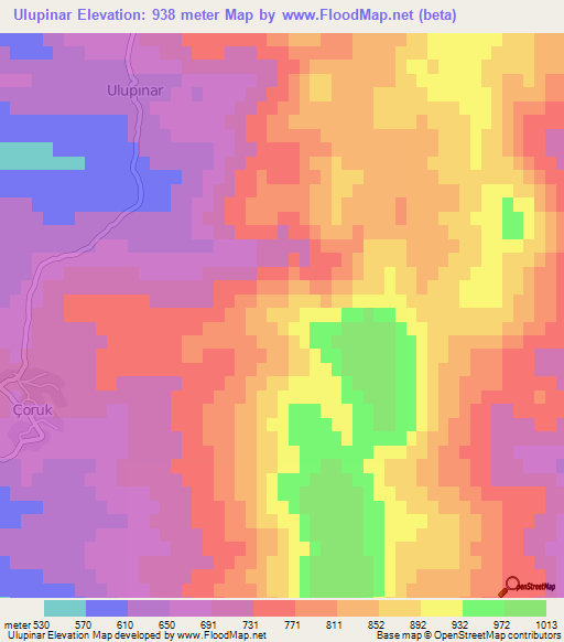 Ulupinar,Turkey Elevation Map