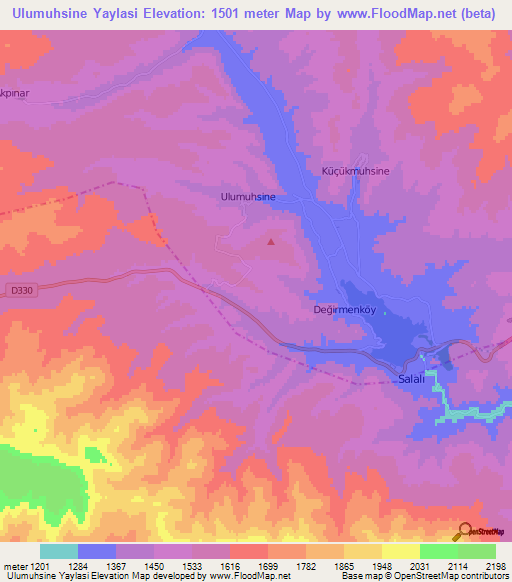 Ulumuhsine Yaylasi,Turkey Elevation Map