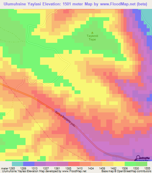 Ulumuhsine Yaylasi,Turkey Elevation Map