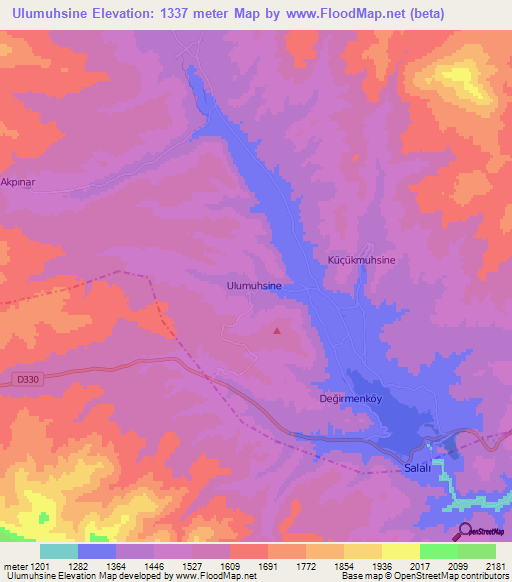 Ulumuhsine,Turkey Elevation Map