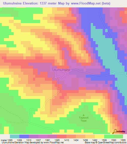 Ulumuhsine,Turkey Elevation Map