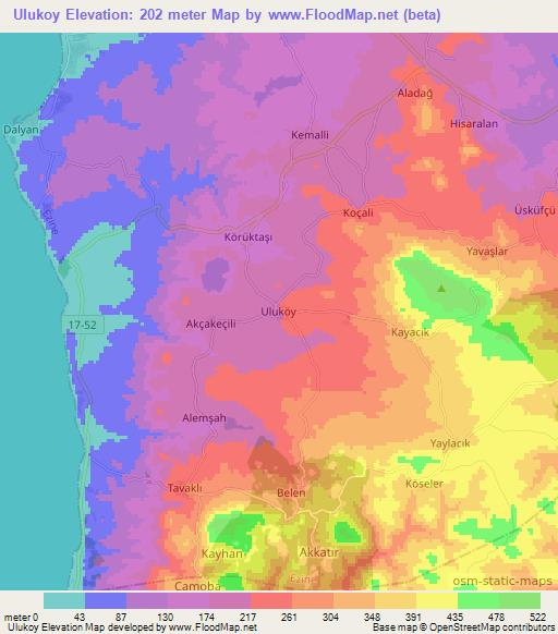 Ulukoy,Turkey Elevation Map