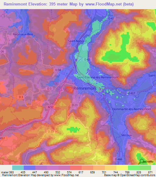 Remiremont,France Elevation Map