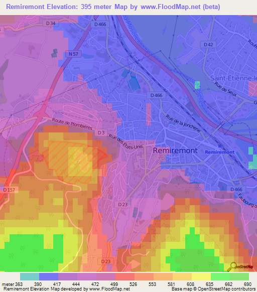 Remiremont,France Elevation Map