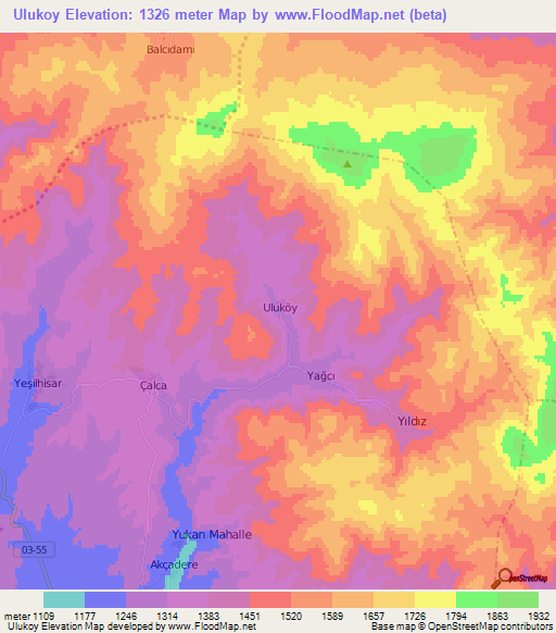 Ulukoy,Turkey Elevation Map