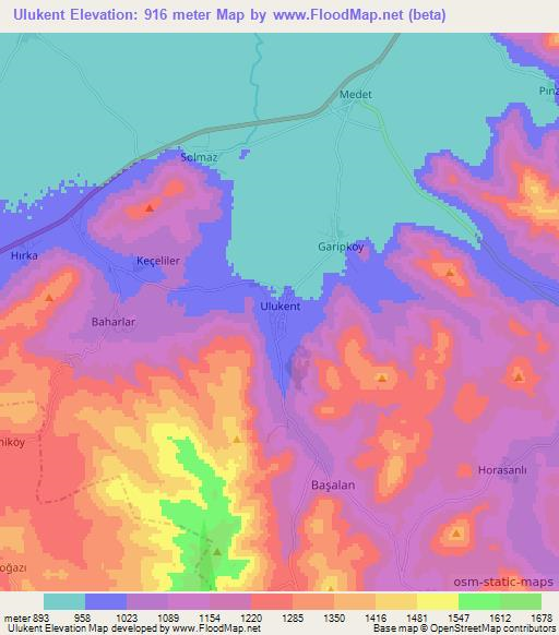 Ulukent,Turkey Elevation Map