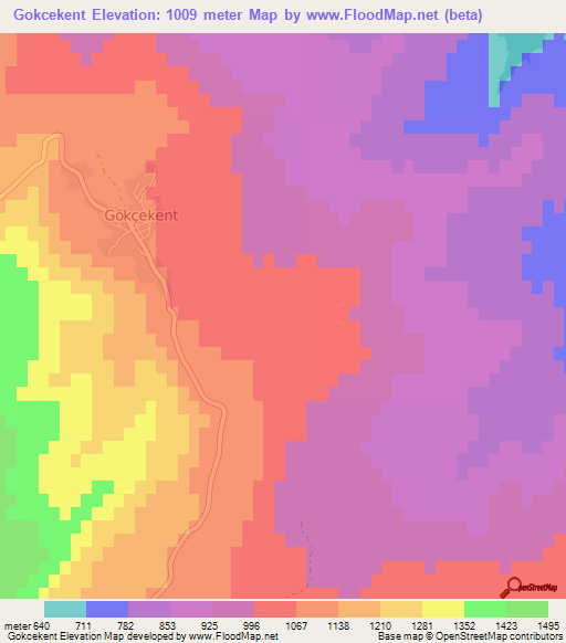 Gokcekent,Turkey Elevation Map