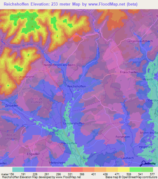 Reichshoffen,France Elevation Map