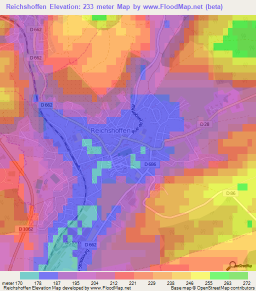 Reichshoffen,France Elevation Map