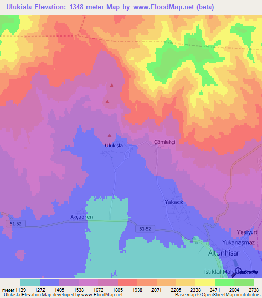 Ulukisla,Turkey Elevation Map