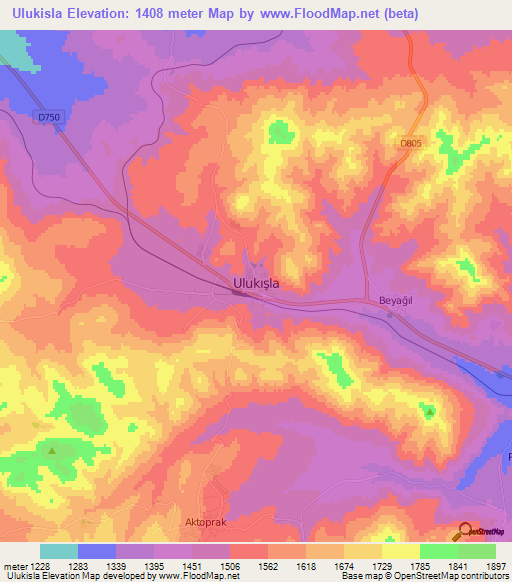 Ulukisla,Turkey Elevation Map