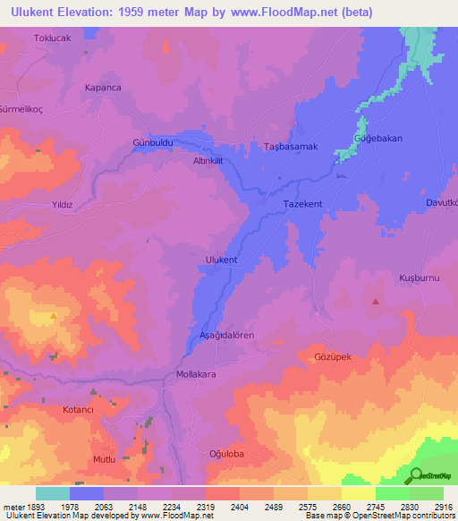 Ulukent,Turkey Elevation Map