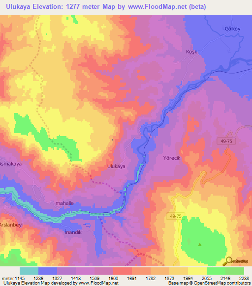 Ulukaya,Turkey Elevation Map