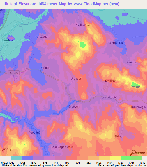 Ulukapi,Turkey Elevation Map