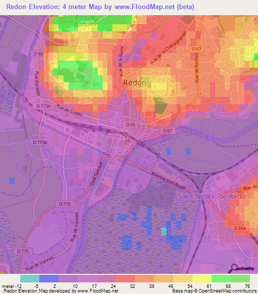 Redon,France Elevation Map