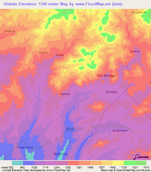 Ulukale,Turkey Elevation Map