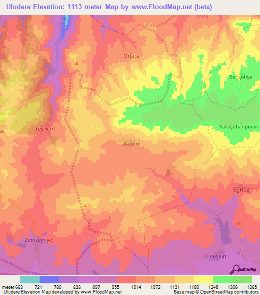 Uludere,Turkey Elevation Map