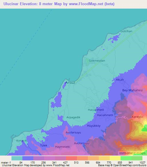 Ulucinar,Turkey Elevation Map