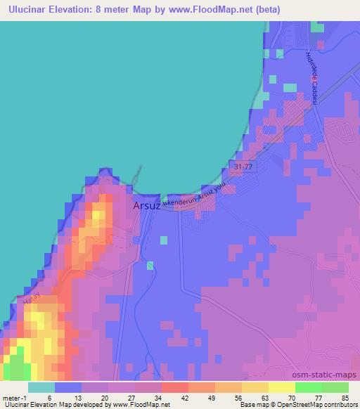 Ulucinar,Turkey Elevation Map