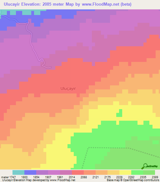 Ulucayir,Turkey Elevation Map