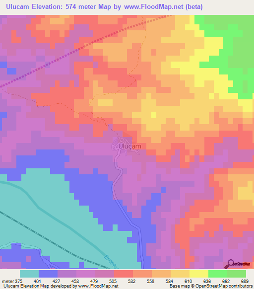 Ulucam,Turkey Elevation Map