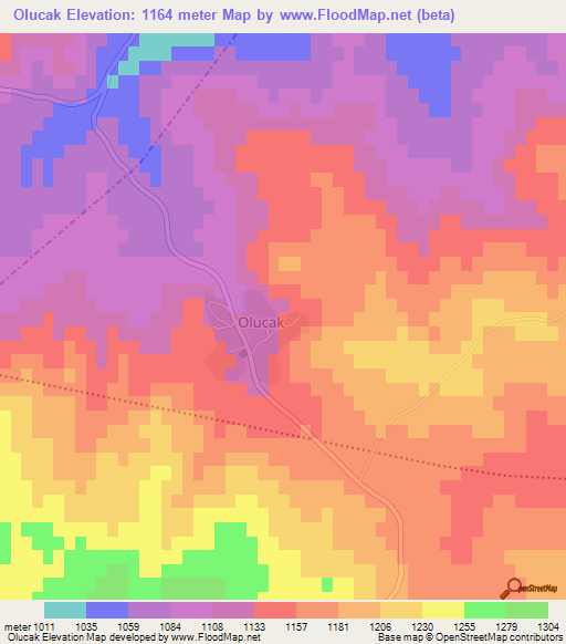 Olucak,Turkey Elevation Map