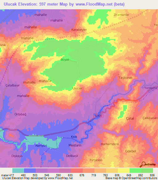 Ulucak,Turkey Elevation Map