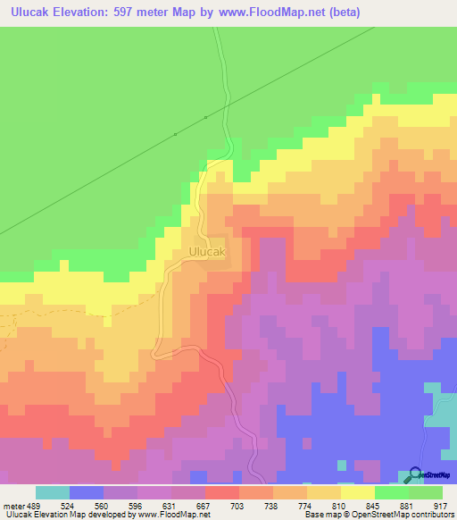 Ulucak,Turkey Elevation Map