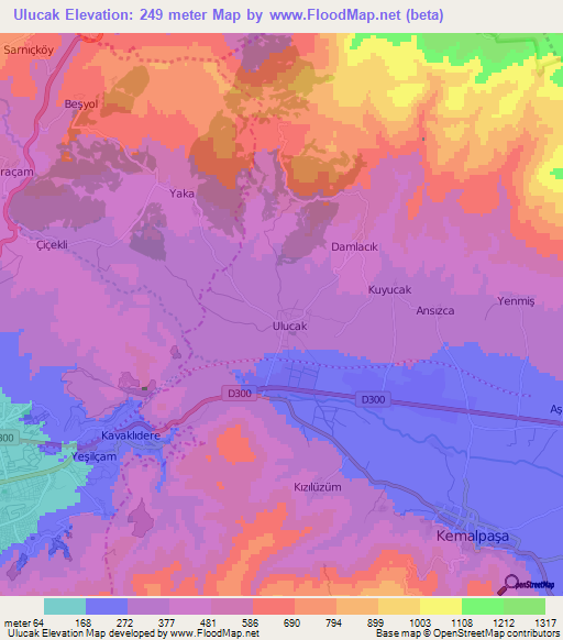 Ulucak,Turkey Elevation Map