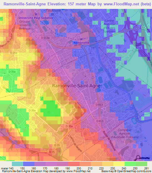 Ramonville-Saint-Agne,France Elevation Map