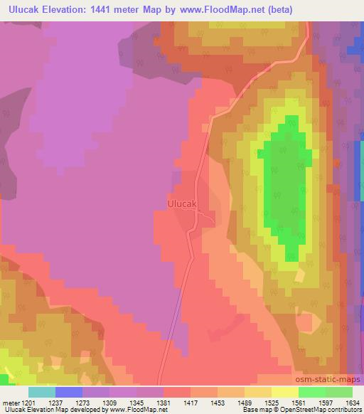 Ulucak,Turkey Elevation Map