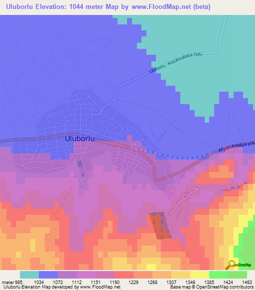 Uluborlu,Turkey Elevation Map