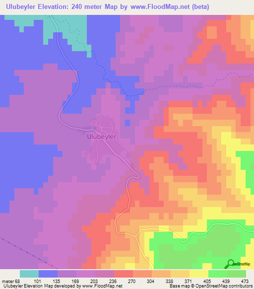 Ulubeyler,Turkey Elevation Map