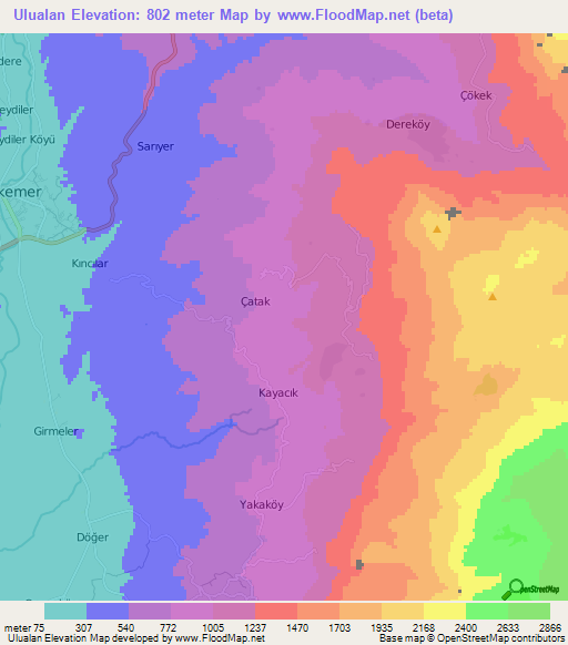 Ulualan,Turkey Elevation Map