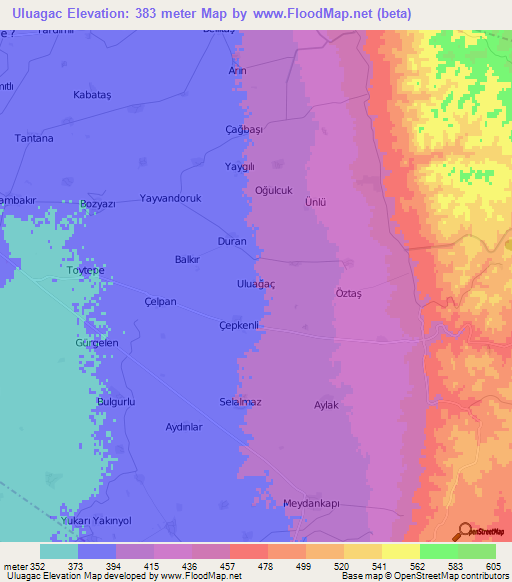 Uluagac,Turkey Elevation Map