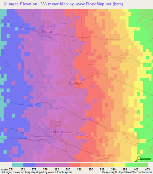 Uluagac,Turkey Elevation Map