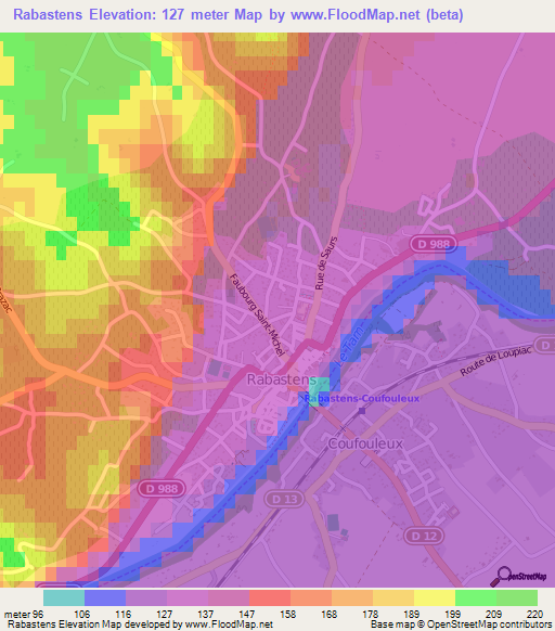 Rabastens,France Elevation Map