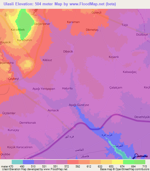 Ulasli,Turkey Elevation Map