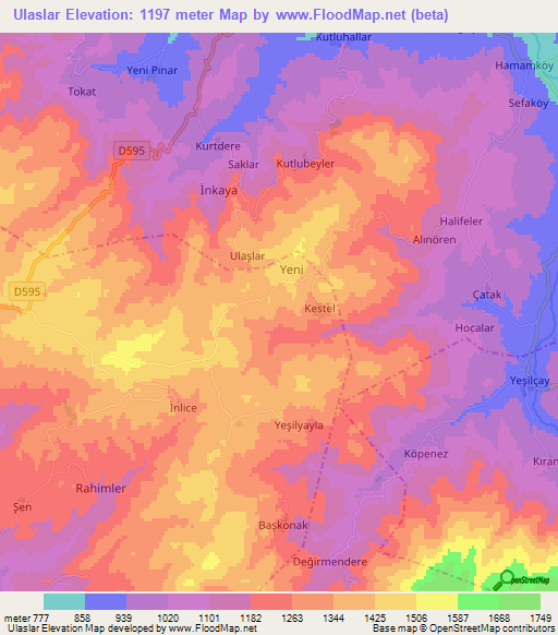 Ulaslar,Turkey Elevation Map