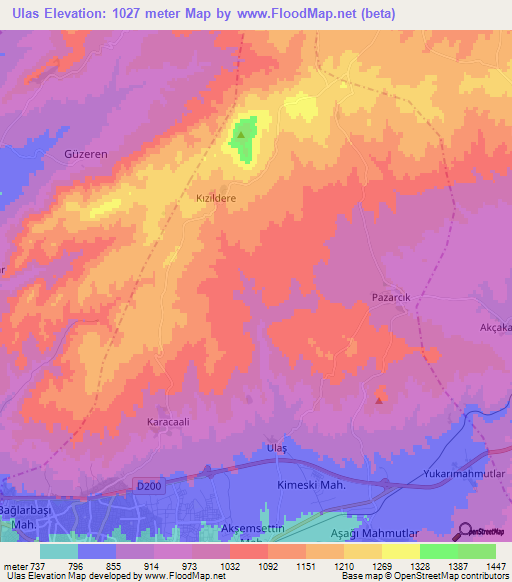 Ulas,Turkey Elevation Map