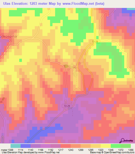 Ulas,Turkey Elevation Map