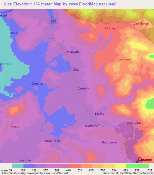 Ulas,Turkey Elevation Map